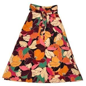 Veronica M. Maxi Skirt Womens Size XS Multicolor Geometric Tie Waistband Stretch